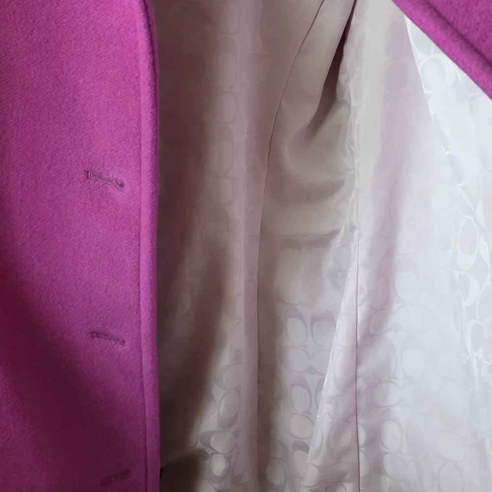 Coach Angora Wool Fuschia Coat Size L - Picture 10 of 13